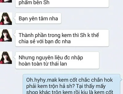 Khi chat để hỏi về thành phần của kem cốt, chúng tôi đều được các “bà chủ” cho biết là “không thể chia sẻ được”