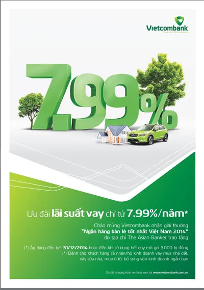Vietcombank tung 3.000 tỷ đồng kích cầu bằng lãi suất hấp dẫn