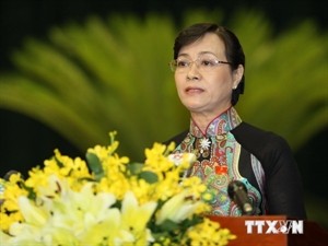 Nguyen Thi Quyet Tam, Chairwoman of the Ho Chi Minh City People’s Council speaks at the opening session (Source: VNA)