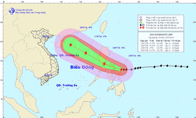 The direction of Super Storm Rammasun (Source:the National Hydro Metrological Forecasting Center)