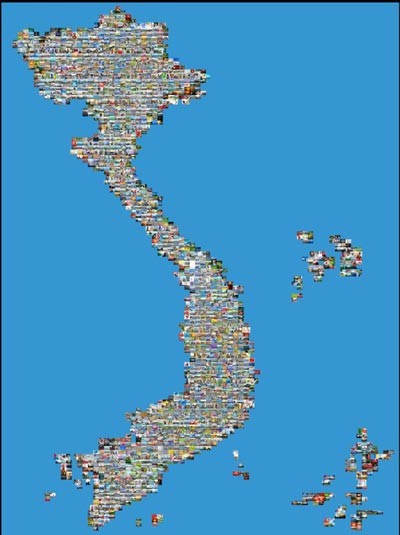 More than 100,000 photos have been collected from the social networking community to create an S-shaped map of Viet Nam ( Photo: SGGP)