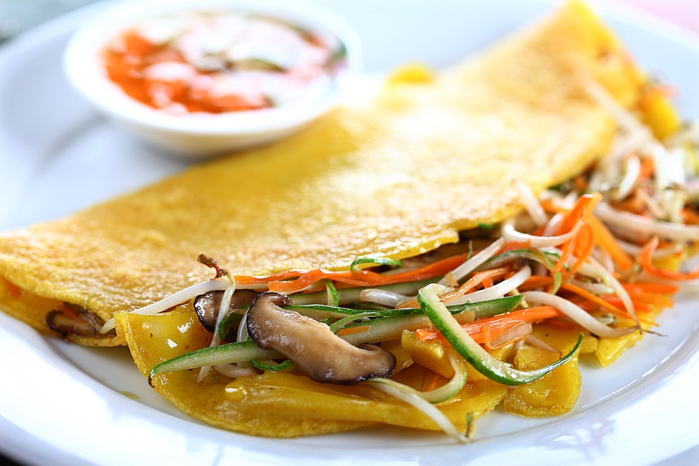Vietnamese rice pancake, one of vegetarian dishes cooked in Metropole (Liberty Photo)