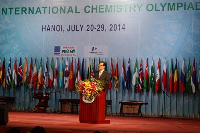Prime Minister Nguyen Tan Dung at the closing ceremony of the 46th International Chemistry Olympiad (Photo: SGGP)