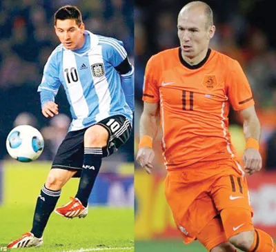Cuộc đối đầu sẽ là đất diễn của Messi (Argentina) và Robben (Hà Lan).