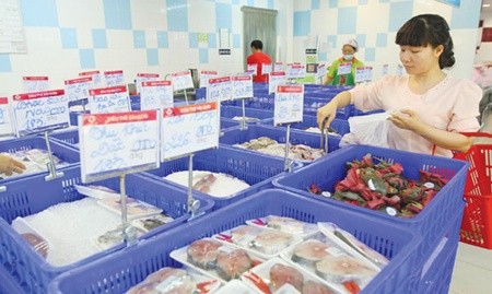 Customers shop at Satra Sai Gon supermarket in HCM City. National consumer price index (CPI) growth hit a nine-year low in August, with the average CPI for the first eight months of the year increasing 4.73 per cent year-on-year due to increases in the prices of garments, footwear and foodstuffs (Photo: VNS)