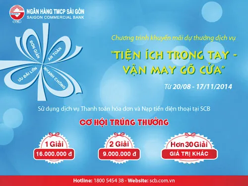 Tham gia và trúng thưởng cùng chương trình  “Tiện ích trong tay – vận may gõ cửa” của SCB