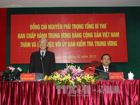 Party General Secretary Nguyen Phu Trong speaks at the working session. — VNA/VNS Photo Tri Dung