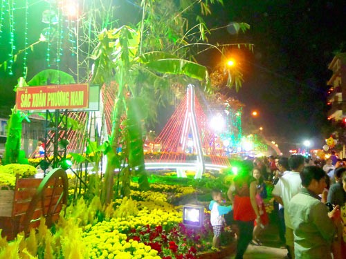 The section with the theme Sac Xuan Phuong ( Southern Spring) in the flower street in the Mekong delta City of Can Tho (Photo: SGGP)
