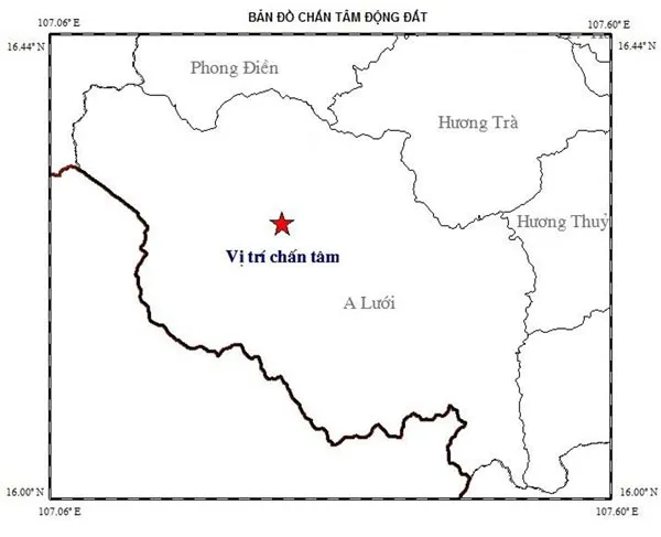 Thừa Thiên– Huế: 3 trận động đất tại A Lưới