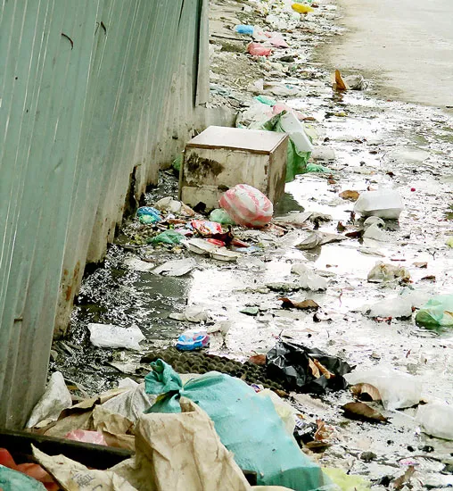 Rác tràn ra đường