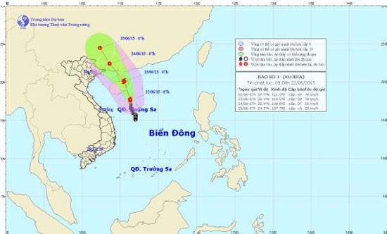 Direction of storm Kujira. (Source: The National Hydrology Meteorology Forecast Center)