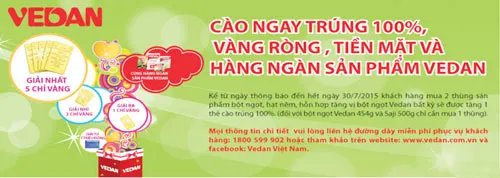 Vedan tổ chức chương trình khuyến mãi dành cho Đại lý và tiệm bán lẻ 2015