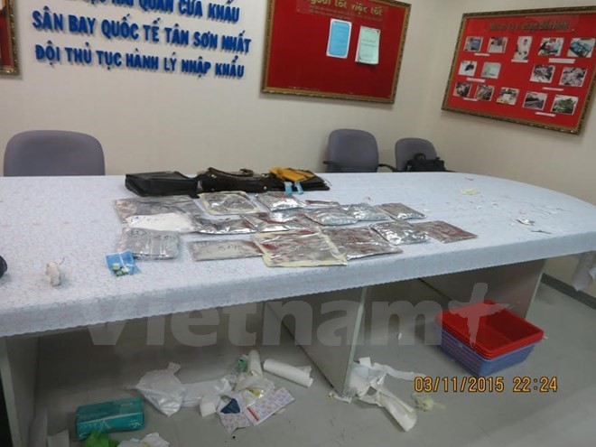 Bags of cocaine found in Manpal's luggage. (Source: VNA)
