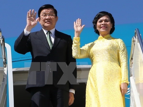 President Truong Tan Sang and his spouse (Source: VNA)