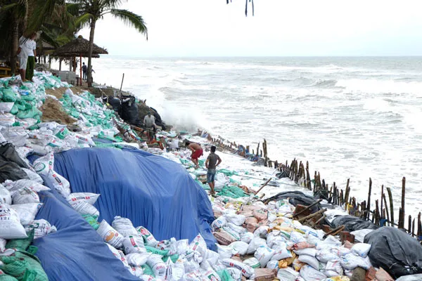 Cảnh hàng trăm người dân cứu bờ biển Cửa Đại đang sạt lở nghiêm trọng ảnh 8