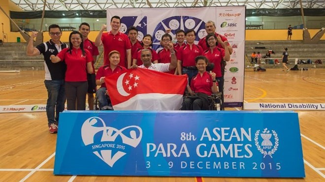 Some of the athletes participating in the ASEAN Para Games 2015 at the opening ceremony of the National Disability League (Source :channelnewsasia)