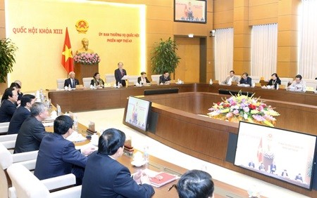 National Assembly chairman Nguyen Sinh Hung speaks at the session. — VNA/VNS Photo Nhan Sang