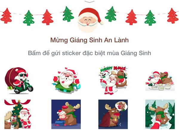 Zalo tung bộ sticker Giáng sinh