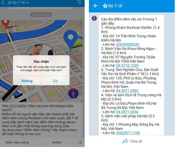 Dùng Zalo tra cứu điểm tiêm vắc xin gần nhất ảnh 2