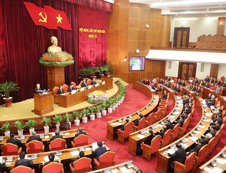 The 14th meeting of the 11th Party Central Committee opens in Ha Noi yesterday morning. — VNA/VNS Photo Tri Dung