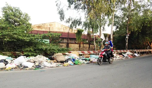 Rác tràn lan bên đường
