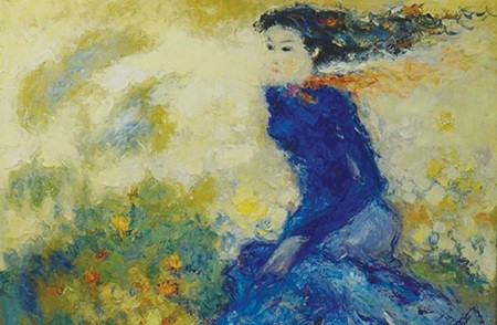 Lady in blue: A painting by Lam Duc Manh inspired from music by Trinh Cong Son.