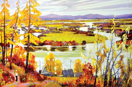 Painting 'Tunguska' by Vladimir Khrusnov.