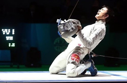 Vu Thanh An hopes to earn points from Korean Fencing Grand Prix Sabre to earn a spot in the Olympics. (Photo: Ha Noi Moi)