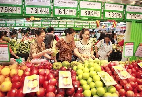 Consumers select fruits at Vincom Lê Thánh Tông in Hải Phòng City. Việt Nam’s retail sector offers great potential for investors in the context of various free trade agreements and the Trans-Pacific Partnership the country has signed. (Photo: VNA/VNS)