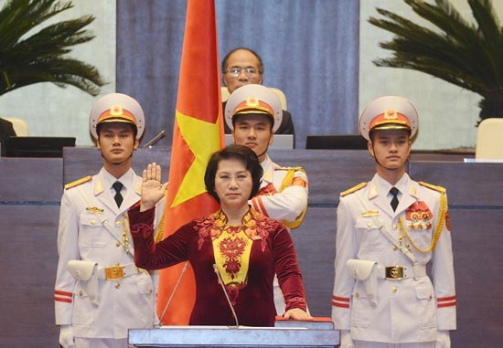 Nguyen Thi Kim Ngan has won a majority of the parliamentary vote to become the first-ever chairwoman of Viet Nam’s National Assembly. Photo: SGGP