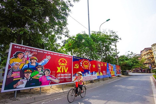 Election posters on a street in Hanoi (Photo: VNA)