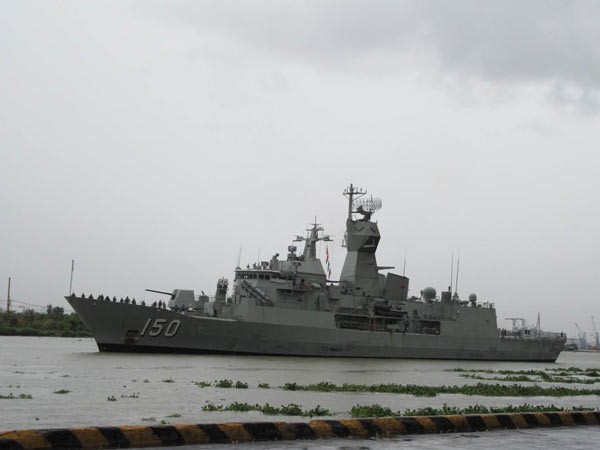HMAS Anzac navy ship of Australian Royal Navy docks at Saigon Port in Ho Chi Minh City.