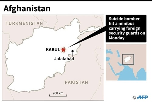 Attack on minibus in Afghanistan.— AFP graphic photo