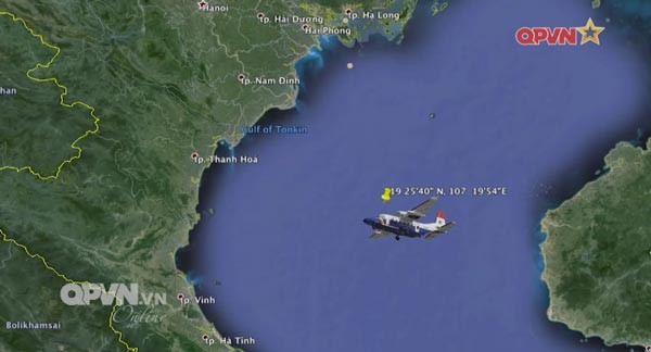 The location where debris of CASA-212 was retrieved (Photo: QPVN)