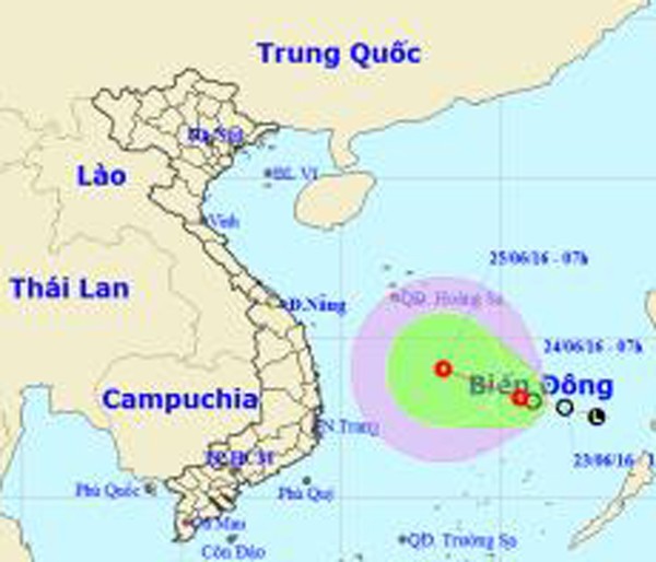 Direction of the tropical low pressure.