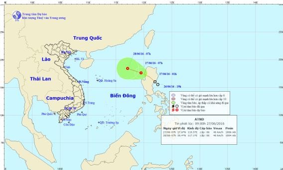 New troppical low pressure will enter East Sea in next two or three days. (Source: the National Hydrology Meteorology Forecast Center)