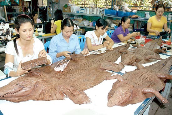 Handicraft products made of crocodile skin at an establishment in HCMC (Photo: SGGP)