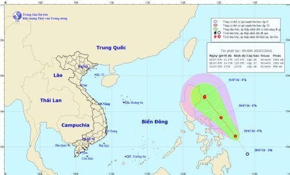 New tropical depression is approaching East Sea. (Source: The National Hydrology Meteorology Forecast Center)