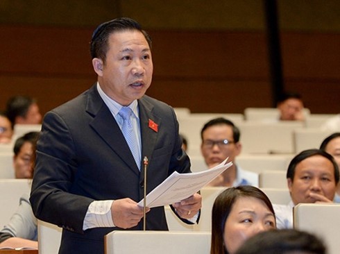 Deputy Lưu Bình Nhưỡng from the Mekong Delta province of Bến Tre speaks at the 14th National Assembly meeting yesterday. (Photo: VNA/VNS)