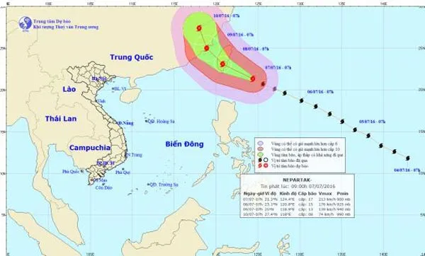 Bão Nepartak không ảnh hưởng đến đất liền nước ta