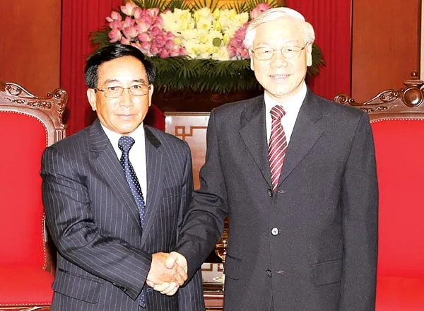 Tổng Bí thư Nguyễn Phú Trọng tiếp Đoàn đại biểu cấp cao Đảng, Nhà nước Lào