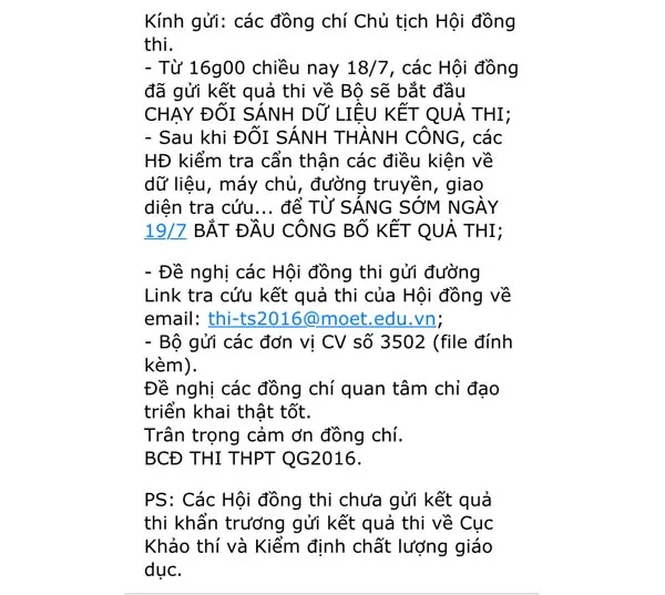 Ngày 19-7 bắt đầu công bố điểm thi THPT quốc gia 2016