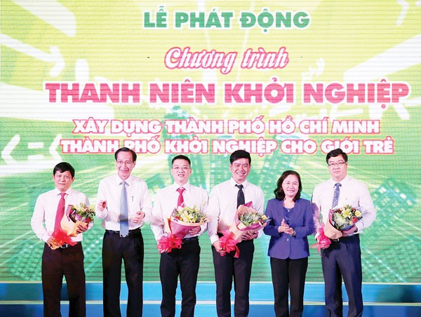 The launching ceremony of a startup program for the youth in HCMC in May this year (Photo: SGGP)
