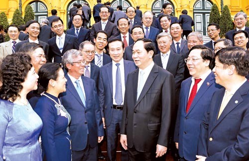 Vietnamese President Tran Dai Quang meets ambassadors and chiefs of Vietnam’s representative offices abroad. (Photo:SGGP)