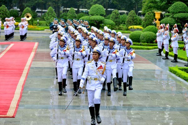 The solemn atmosphere of welcome ceremony. (Photo:SGGP)