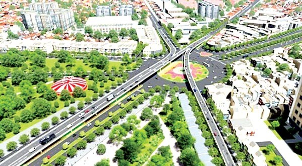 An artist’s impression of the flyover above Nguyen Kiem-Nguyen Thai Son runabout