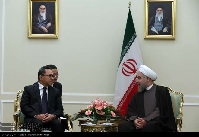 Iranian President Hassan Rouhani and Speaker of the People's Consultative Assembly of Indonesia Zulkifli Hasan (Photo: theiranproject.com)