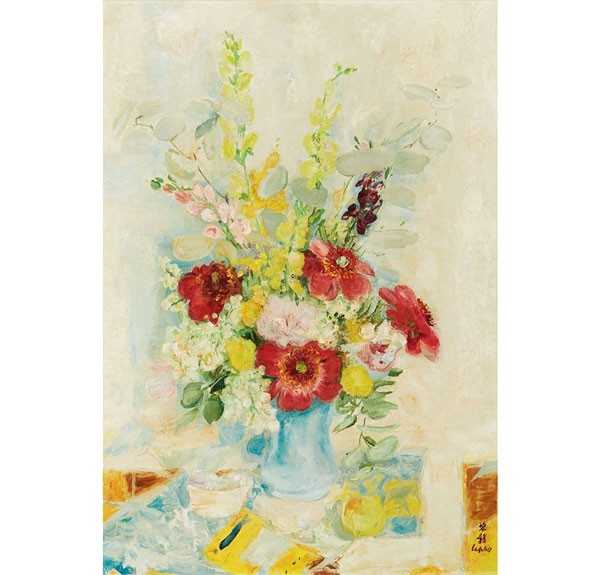 “Red peony” painting by Le Pho