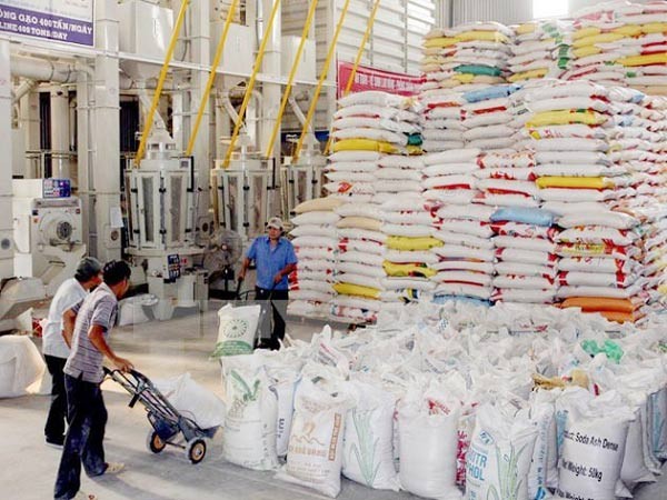Rice bags for exports at a warehouse in the Mekong Delta (Photo: SGGP)