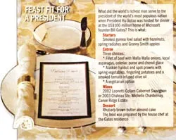 Thực đơn Bill Gates đãi Chủ tịch Hồ Cẩm Đào